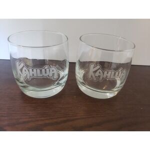 Lot Set Of 2 Kahlua Glasses Clear Drink Liquor